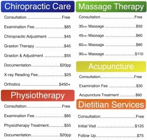 Fee-Schedule-2012-copy - Mississauga and Oakville Chiropractor and Physiotherapy Clinic - FREE